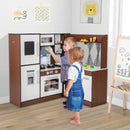 Corner Play Kitchen with Circulating Water Tap – Brown