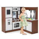 Corner Play Kitchen with Circulating Water Tap – Brown