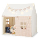 Kids Play Tent with Mat Lights and Storage Pockets – Beige