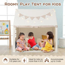 Kids Play Tent with Mat Lights and Storage Pockets – Beige