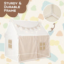 Kids Play Tent with Mat Lights and Storage Pockets – Beige