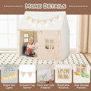 Kids Play Tent with Mat Lights and Storage Pockets – Beige