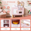 Compact Pink and White Play Kitchen with Cookware – Pink & White