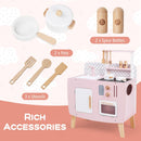 Compact Pink and White Play Kitchen with Cookware – Pink & White