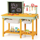 Wooden Kids Workbench with Chalkboard and Storage Baskets – Multicolour
