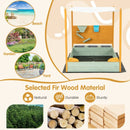 Kids Wooden Sandpit with Canopy and Sand Wall – Natural + Green