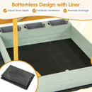 Kids Wooden Sandpit with Canopy and Sand Wall – Natural + Green