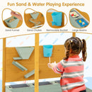 Kids Wooden Sandpit with Canopy and Sand Wall – Natural + Green