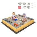 Kids Wooden Sandpit with Play Kitchen – Natural