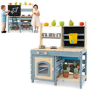 Two-Sided Outdoor Mud Kitchen and Grocery Store – Blue & Natural