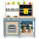 Two-Sided Outdoor Mud Kitchen and Grocery Store – Blue & Natural