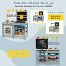Two-Sided Outdoor Mud Kitchen and Grocery Store – Blue & Natural