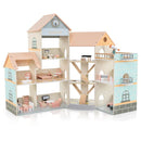 Wooden Corner Dollhouse with Furniture and Accessories – Pink
