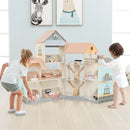 Wooden Corner Dollhouse with Furniture and Accessories – Pink