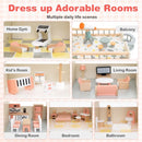 Wooden Corner Dollhouse with Furniture and Accessories – Pink