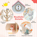 Wooden Corner Dollhouse with Furniture and Accessories – Light Pink