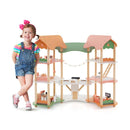 Wooden Dollhouse with Seven Rooms and 32 Accessories – Multicolour