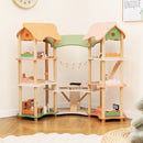 Wooden Dollhouse with Seven Rooms and 32 Accessories – Multicolour