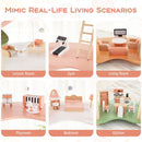 Wooden Dollhouse with Seven Rooms and 32 Accessories – Multicolour