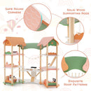 Wooden Dollhouse with Seven Rooms and 32 Accessories – Multicolour