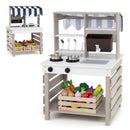 Double-Sided Outdoor Mud Kitchen with Canopy – Grey