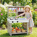 Double-Sided Outdoor Mud Kitchen with Canopy – Grey