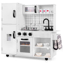 White Play Kitchen with Light-Up Stove and Storage – White