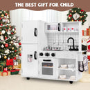 White Play Kitchen with Light-Up Stove and Storage – White