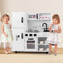 White Play Kitchen with Light-Up Stove and Storage – White
