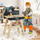 Wooden Kids Workbench with Clock and Chalkboard – Multicolour