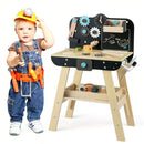 Wooden Kids Workbench with Clock and Chalkboard – Multicolour