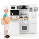 L-Shaped Play Kitchen with Fridge and Washing Machine – White