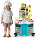 Corner Play Kitchen with Lights, Steam and 113 Accessories – Blue