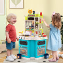 Corner Play Kitchen with Lights, Steam and 113 Accessories – Blue
