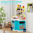 Corner Play Kitchen with Lights, Steam and 113 Accessories – Blue