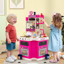 Corner Play Kitchen with Lights, Steam and 113 Accessories – Pink