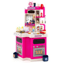 Corner Play Kitchen with Lights, Steam and 113 Accessories – Pink