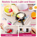 Corner Play Kitchen with Lights, Steam and 113 Accessories – Pink