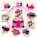 Corner Play Kitchen with Lights, Steam and 113 Accessories – Pink