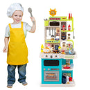 Kids Play Kitchen with Circulating Tap and 95 Accessories – Blue