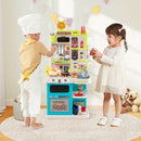 Kids Play Kitchen with Circulating Tap and 95 Accessories – Blue