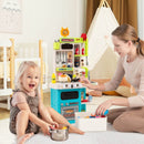 Kids Play Kitchen with Circulating Tap and 95 Accessories – Blue