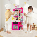 Kids Play Kitchen with Circulating Tap and 95 Accessories – Pink