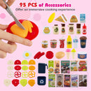 Kids Play Kitchen with Circulating Tap and 95 Accessories – Pink
