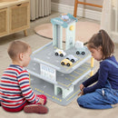 Wooden Toy Parking Garage with Lift and Helipad – Grey