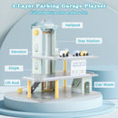 Wooden Toy Parking Garage with Lift and Helipad – Grey