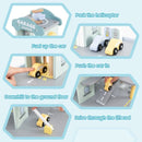 Wooden Toy Parking Garage with Lift and Helipad – Grey