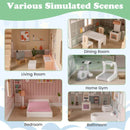Wooden Dollhouse with Reversible Roof and Opening Doors – Pink