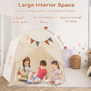 Large Dome Play Tent with Lights and Pennants – Beige
