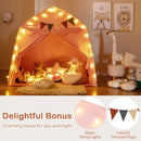 Large Dome Play Tent with Lights and Pennants – Pink